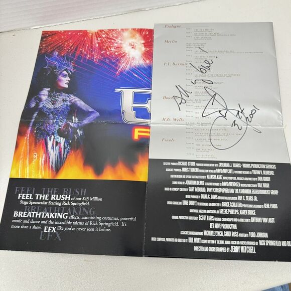 Rick Springfield Autographed Program 2001 EFX Alive MGM Las Vegas Folded Damage - Picture 5 of 8